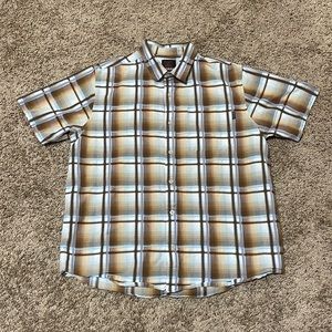 Prana “Breathe” Men’s Large Short Sleeve Button Shirt Multicolored Plaid Pocket